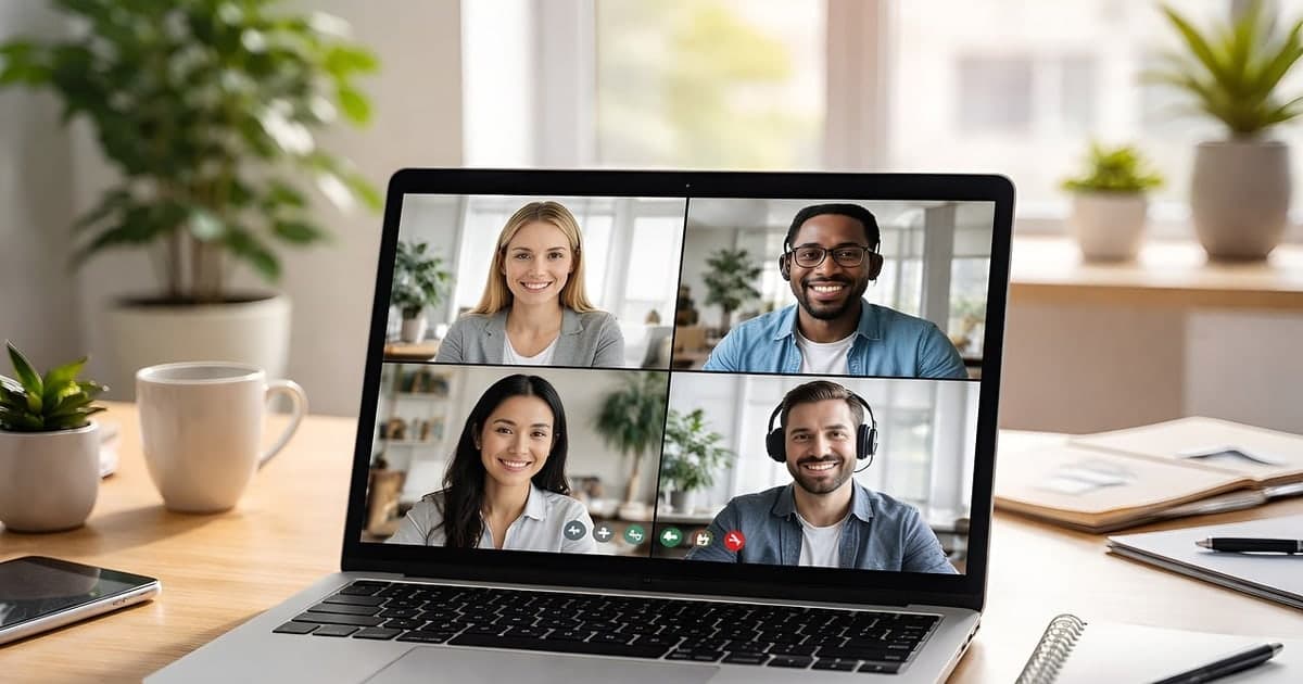 Büroarbeitsplatz mit Laptop auf einem aufgeräumten Schreibtisch als Sinnbild für bessere All-in-One-Alternativen zu ClickUp für Teams im Jahr 2026