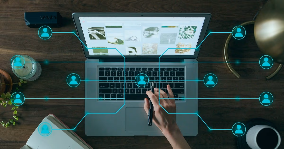 Futuristic digital interface with glowing graphs and analytics in low light - representing the AI-powered future of business management in 2026